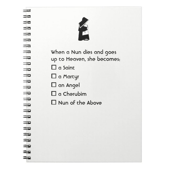 Nun Fun - clean humor, Nun Heaven Joke Notebook (Front)