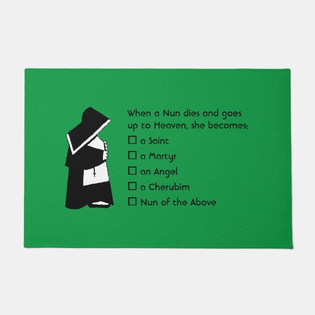 Nun Fun - clean humour, Nun Heaven Joke Doormat (Front)