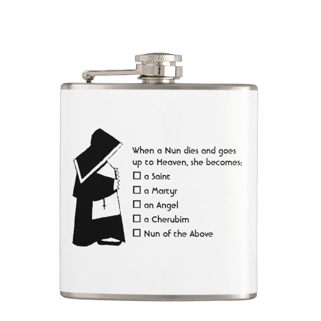 Nun Fun - clean humour, Nun Heaven Joke Hip Flask (Front)