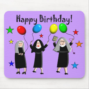 Nun Happy Birthday Cards & Gifts Mouse Pad