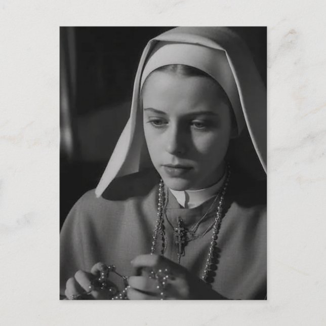 Nun in Black and White Postcard (Front)