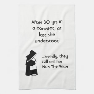 Nun joke - clean humour, Catholic Fun Tea Towel