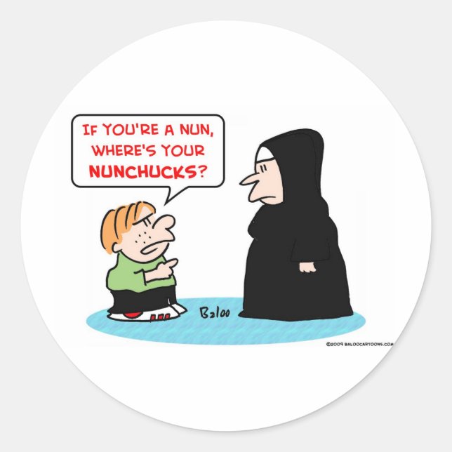 nun nunchucks classic round sticker (Front)