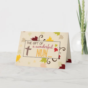 Nun Thanksgiving Gift Fall Leaves Holiday Card