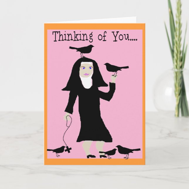 Nun "Thinking of You"  Catholic Greeting Card (Front)