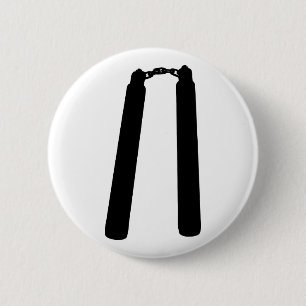 Nunchaku Outline Silhouette 6 Cm Round Badge