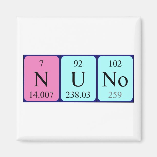 Nuno periodic table name magnet (Front)