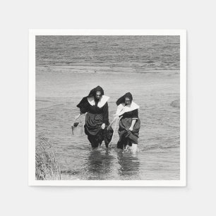 Nuns Clamming on Long Island Napkin
