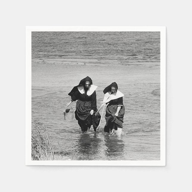 Nuns Clamming on Long Island    Napkin (Front)
