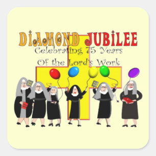 Nuns Diamond Jubilee 75th Year of Service Square Sticker