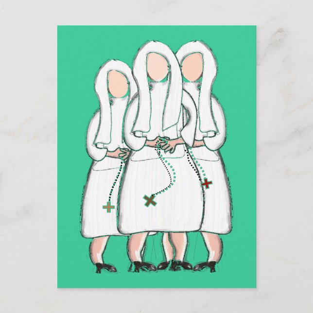 Nuns Gifts "Three Cloistered Sisters" Design Postcard (Front)