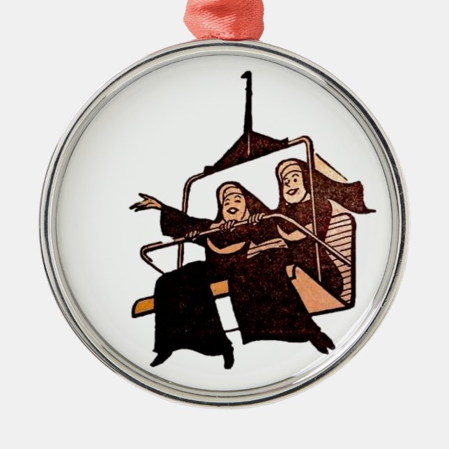 nuns having fun .jpg metal tree decoration (Front)