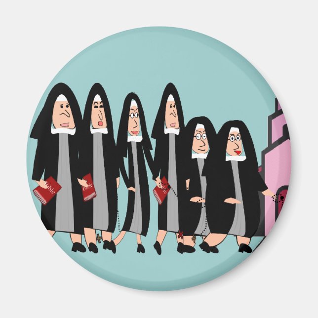 Nuns "Heading to Church" Magnet (Front)