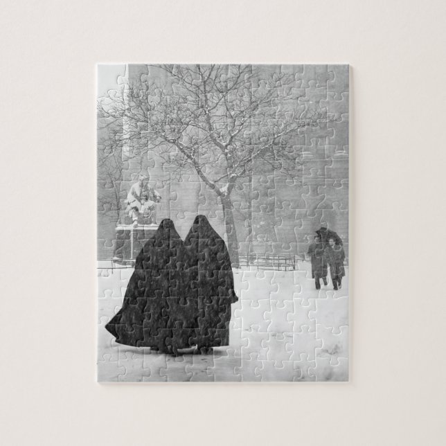 Nuns in the Snow Jigsaw Puzzle (Vertical)