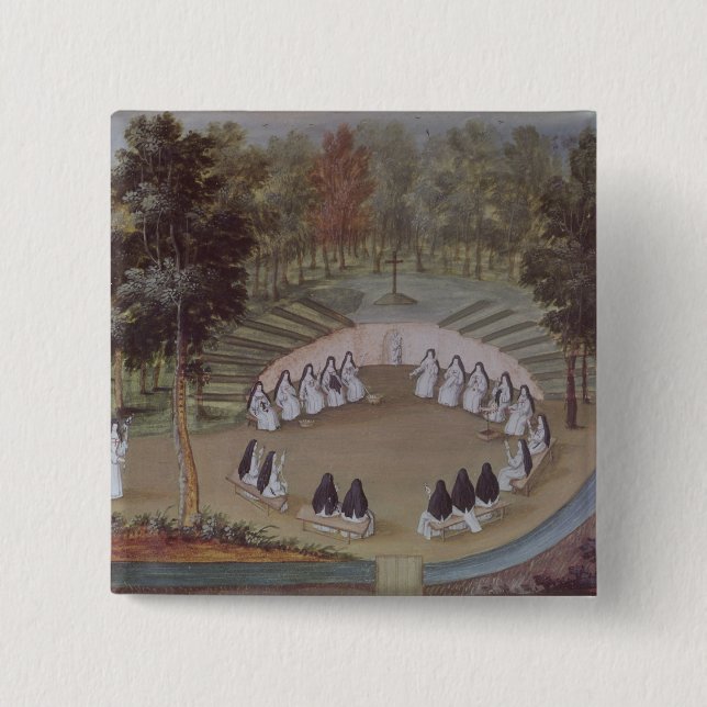 Nuns Meeting in Solitude 15 Cm Square Badge (Front)