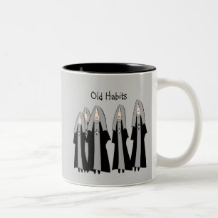 Nuns "Old Habits" Hilarious Nun Gifts Two-Tone Coffee Mug