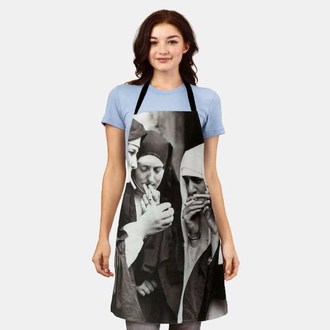 Nuns Smoking Vintage Photograph Apron (Worn)