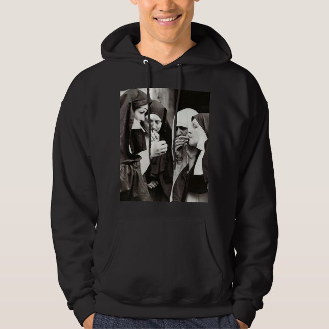 Nuns Smoking Vintage Photograph Hoodie (Front)