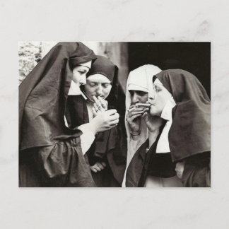 Nuns Smoking Vintage Photography Postcard