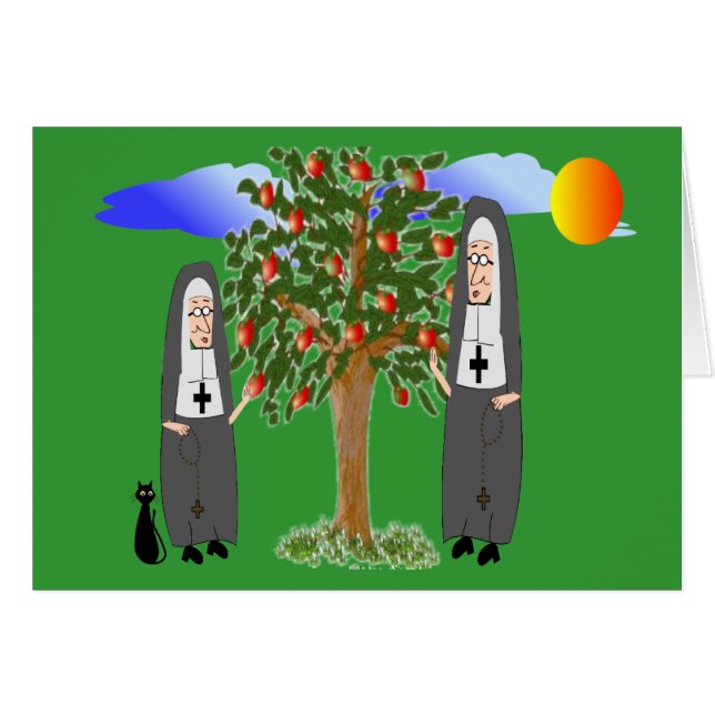 Nuns Stealing Apples Cards & Gifts (Front Horizontal)