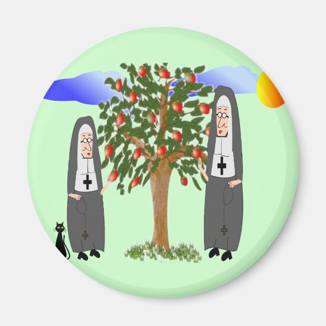 Nuns Stealing Apples Cards & Gifts Magnet (Front)