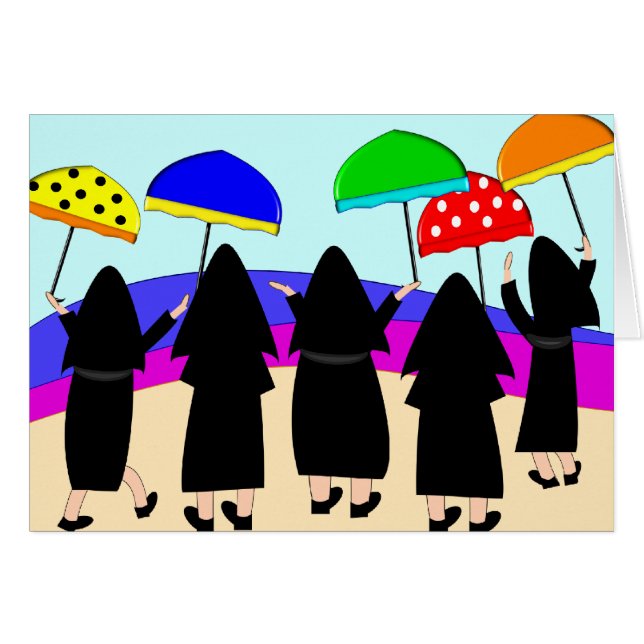Nuns With Umbrellas "Expecting Rain" (Front Horizontal)