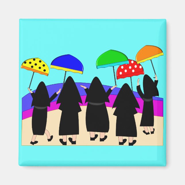 Nuns With Umbrellas "Expecting Rain" Magnet (Front)