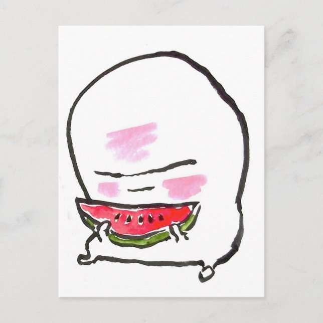 nuppera kun eats watermelon postcard (Front)