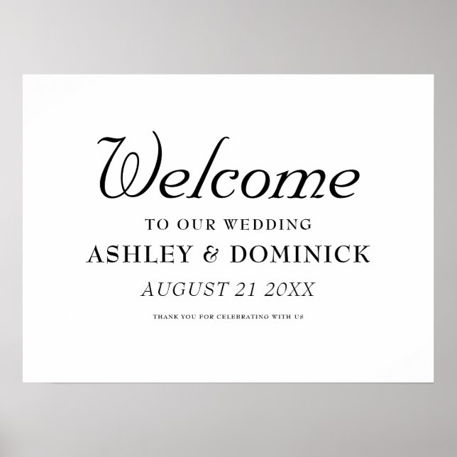 Nuptial Elegant Calligraphy Welcome Wedding Sign (Front)