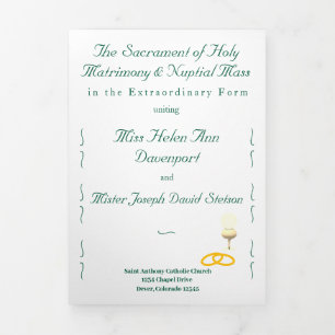 Nuptial Grace Catholic Wedding Tri-Fold Programme