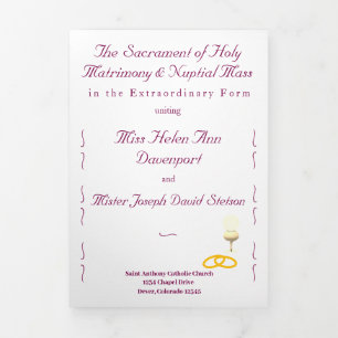 Nuptial Grace Catholic Wedding Tri-Fold Programme