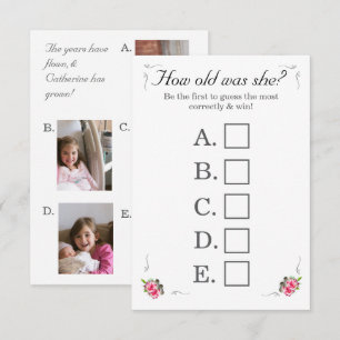 Nuptial Rose Bridal Shower Game Card