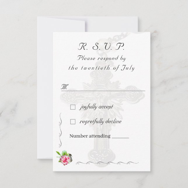 Nuptial Rose Catholic Wedding RSVP Card (Front)