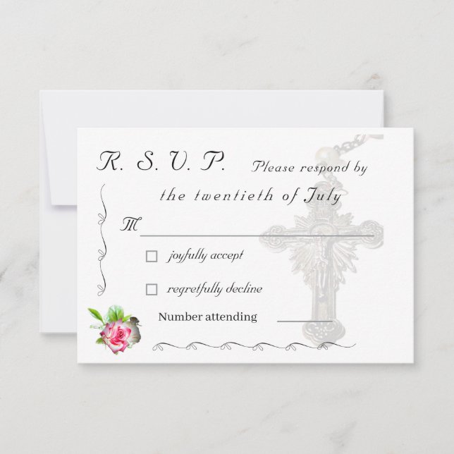 Nuptial Rose Catholic Wedding RSVP Card (Front)