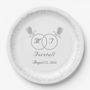 Nuptial Unity Catholic Monogrammed Wedding Paper Plate