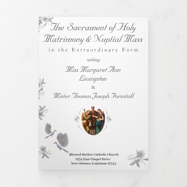 Nuptial Unity Latin MasTrifold Letter Fold Program Tri-Fold Programme (Cover)