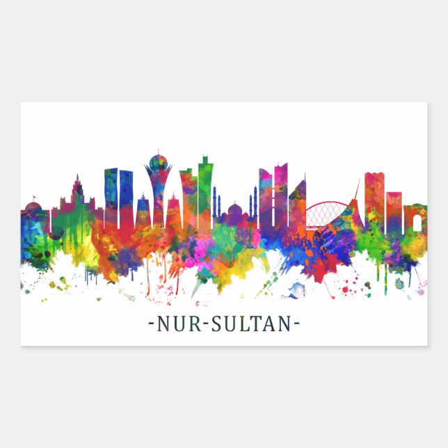 Nur-Sultan Kazakhstan Skyline Rectangular Sticker (Front)