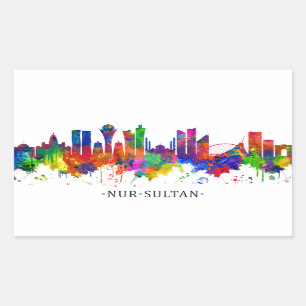 Nur-Sultan Kazakhstan Skyline Rectangular Sticker