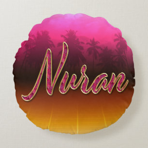 Nuran Vorname Name golden pink Kissen Round Cushion