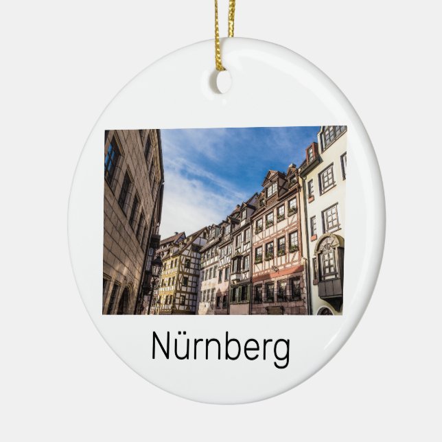 Nuremberg Cityscape Bavaria Germany Souvenir Ceramic Ornament (Left)