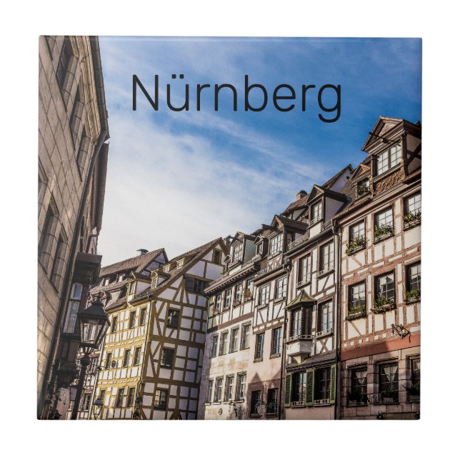 Nuremberg Cityscape Bavaria Germany Souvenir Ceramic Tile (Front)
