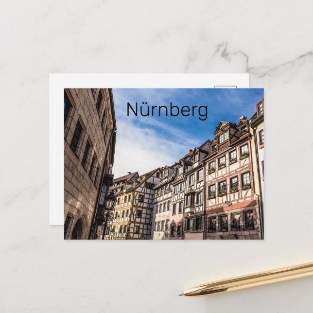 Nuremberg Cityscape Bavaria Germany Souvenir Holiday Postcard (Front/Back In Situ)