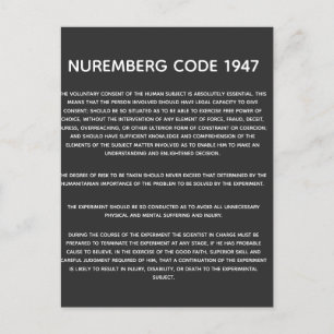 Nuremberg Code. Acrylic Print Postcard