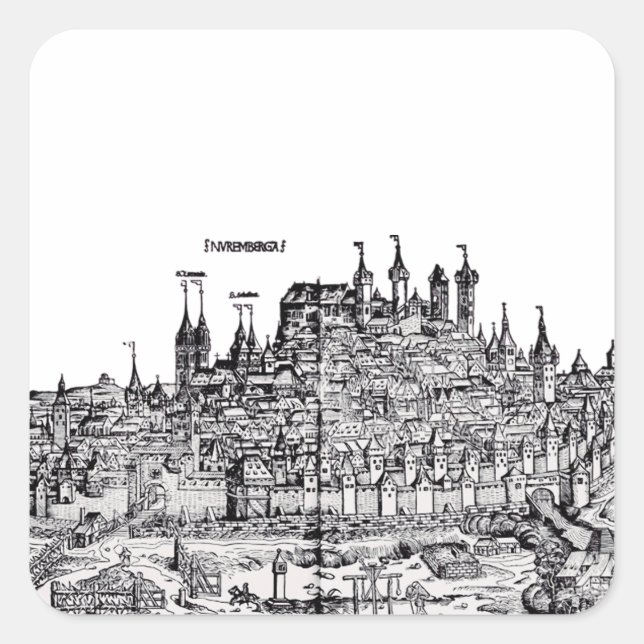 Nuremberg Medieval city in the Germany Square Sticker (Front)