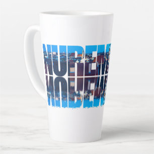 Nuremberg text composed of night old town view latte mug