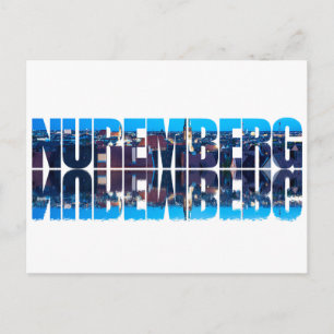 Nuremberg text composed of night old town view postcard