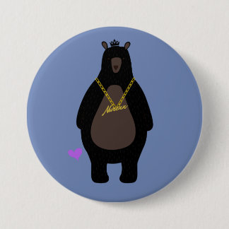 NurenN Black Bear Blue 7.5 Cm Round Badge