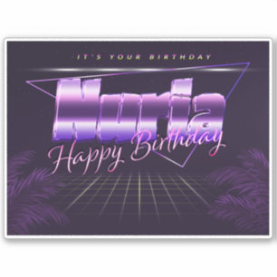 Nuria Name Vorname lila retro Sticker Geburtstag