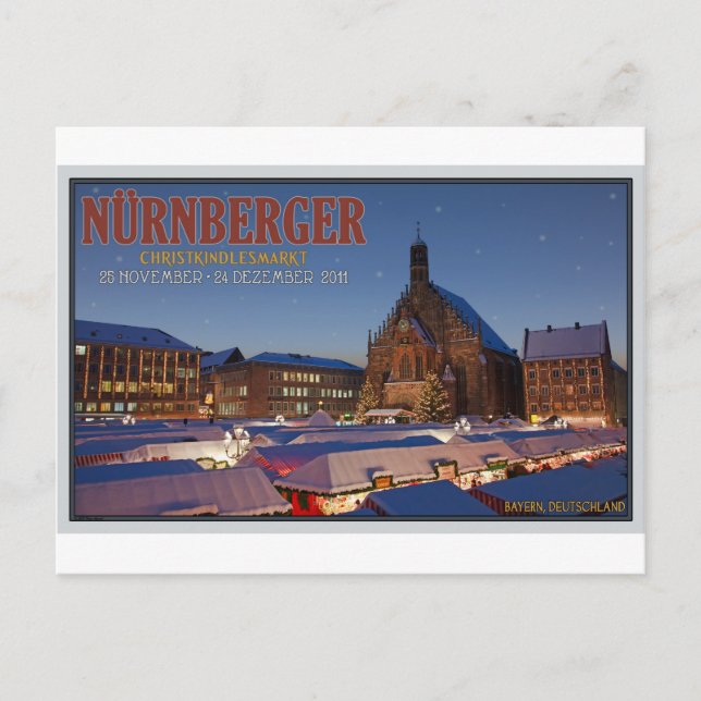 Nürnberg Christmas Market Night Holiday Postcard (Front)