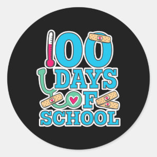 Nurse 100 Days Of School Classic Round Sticker